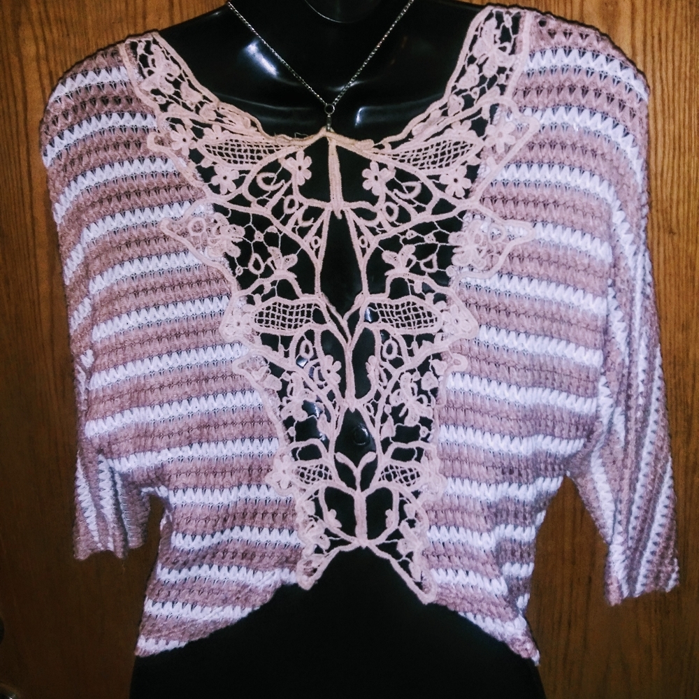 Crochet Back Dusty Rose Top